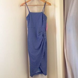 Betsy Johnson Wrap MIDI Navy Dot Dress Size 0